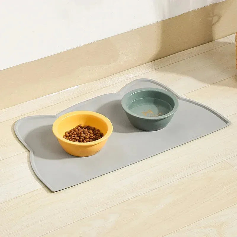 Silicone Pet Feeding Mat - Waterproof, Non-Stick Anti-Spill Tray for Dog and Cat Bowls