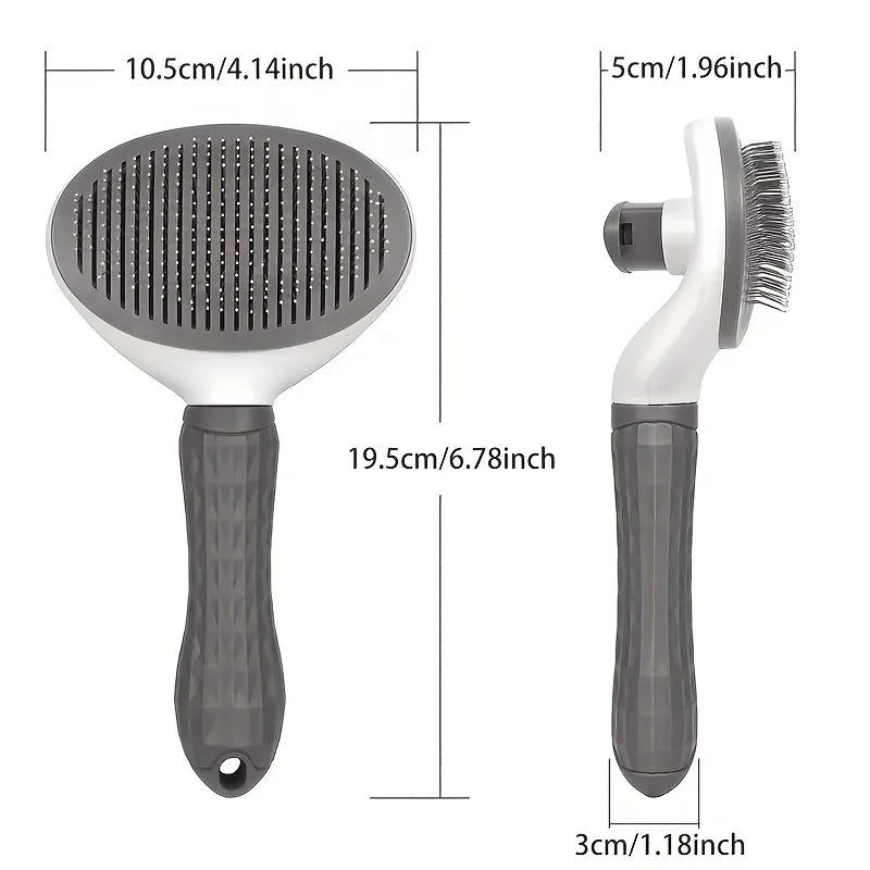 One-Click Pet Hair Removal Comb for Effortless Grooming of Dogs and Cats - Self-Cleaning Slicker Brush with Automatic Functionality